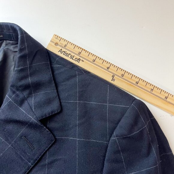Ermenegildo Zegna Navy Blue Grid Plaid Wool Suit Jacket & Pants - Size 52L - Picture 10 of 15